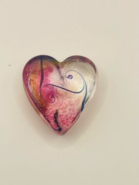 Vintage, Robert Held Art Glass Iridescent Heart Paperweight